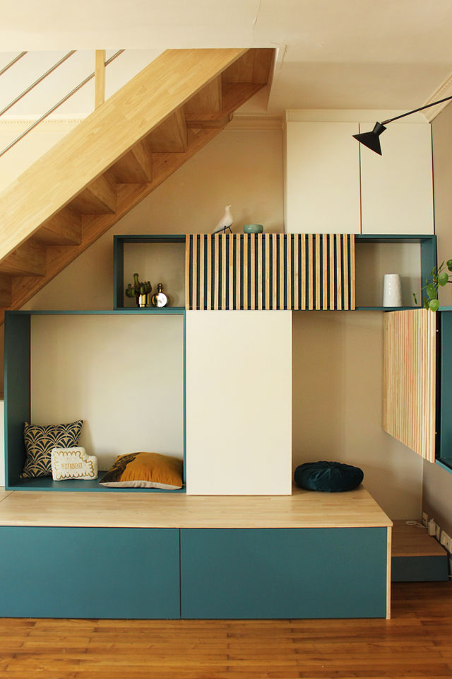 conception d emobilier sur-mesure pour un espace sous-escalier  studio rev design d'espace Nantes 44