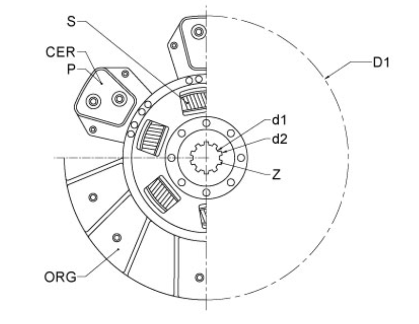 Miniature : Disque ressort 310 - 35X40-14 / 8 pads Massey Ferguson Landini Mc Cormick