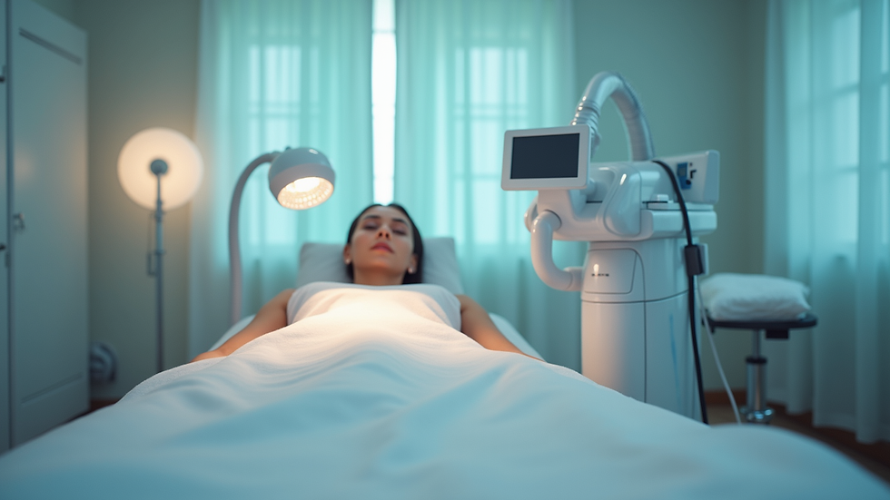 Eye-level view of medical spa treatment room with laser equipment