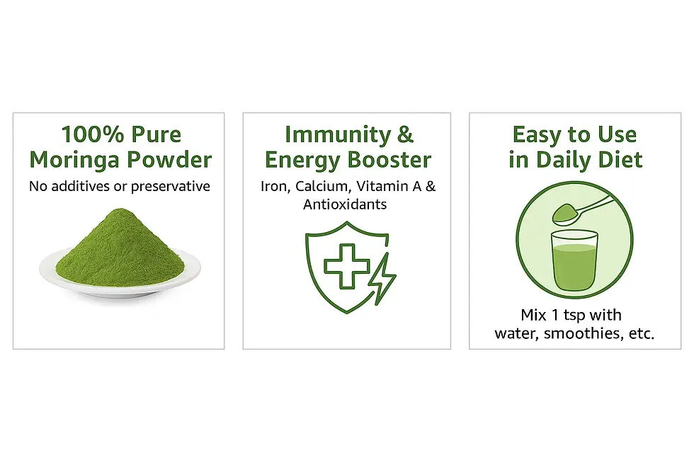 Thumbnail: NAC Natural’s Organic Moringa Powder | 100% Pure Drumstick Leaf Powder for Weigh