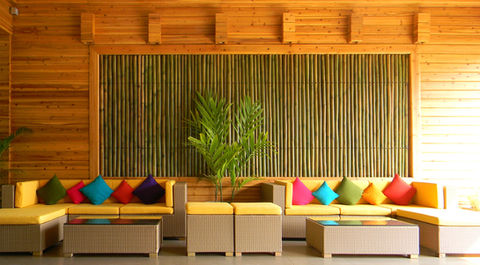 bamboo in innovative use for a sustanable luxurious hotel lobby design