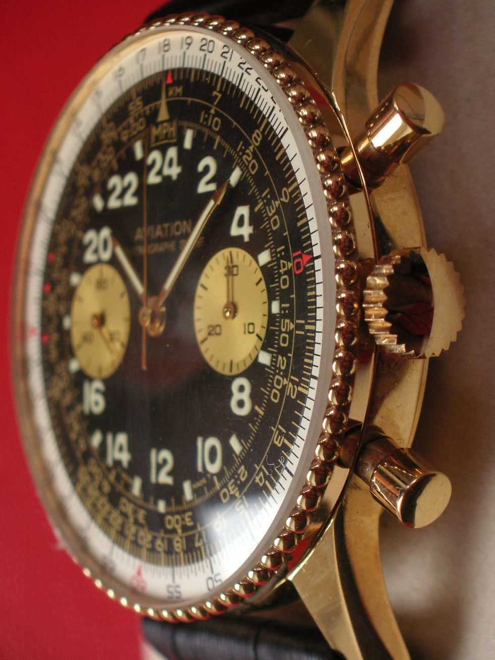 Miniaturbild: Ollech & Wajs Aviation Chrono 18kt.Gold (letztes Modell NOS)