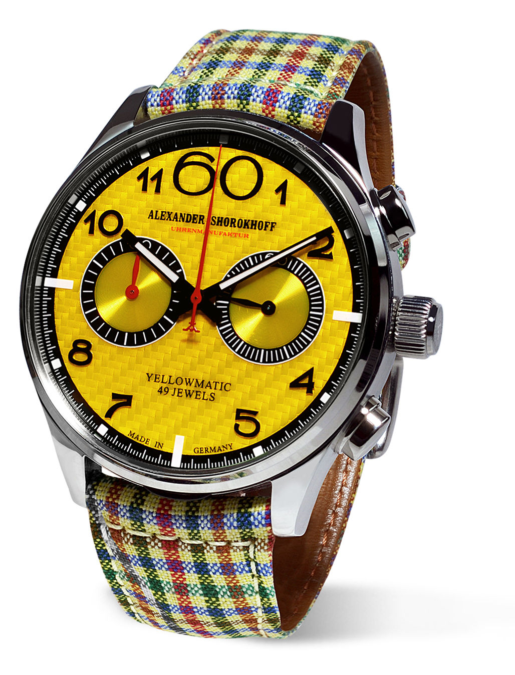 Alexander Shorokhoff Chrono Yellowmatic kariertes Armband