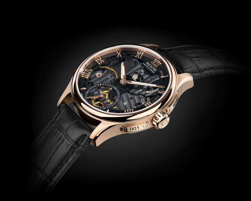 Miniaturbild: Epos Originale Skeleton Handaufzug Gold PVD schwarz