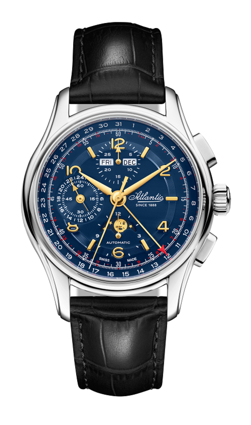 Miniaturbild: Atlantic Worldmaster Automatik-Chronograph mit Mondphase PVD Gold