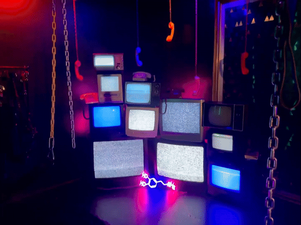 stacked crt tvs tv vintage retro futurism dungeon phoenix arizona photography studio adult film