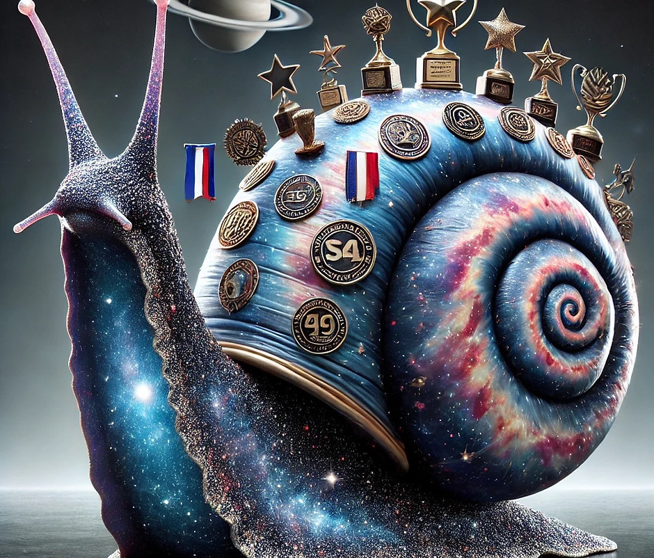 DALL·E 2024-07-02 17.43.49 - A realistic cosmic snail with a proud and haughty expression,