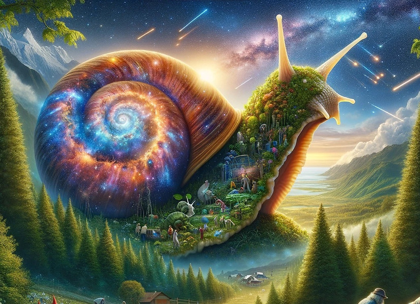 DALL·E 2024-06-05 17.34.52 - A highly realistic depiction of a cosmic snail traveling thro