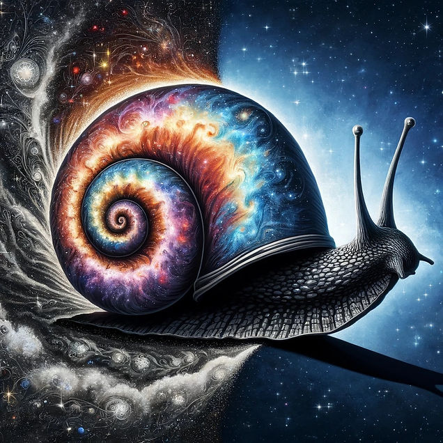 DALL·E 2024-05-19 00.25.11 - An artistic depiction of a cosmic snail, symbolizing cognitiv