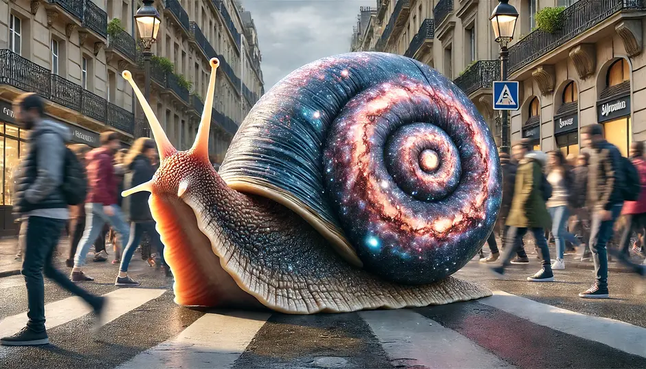 DALL·E 2024-10-30 14.48.36 - A photorealistic image of a large, human-sized snail with nat