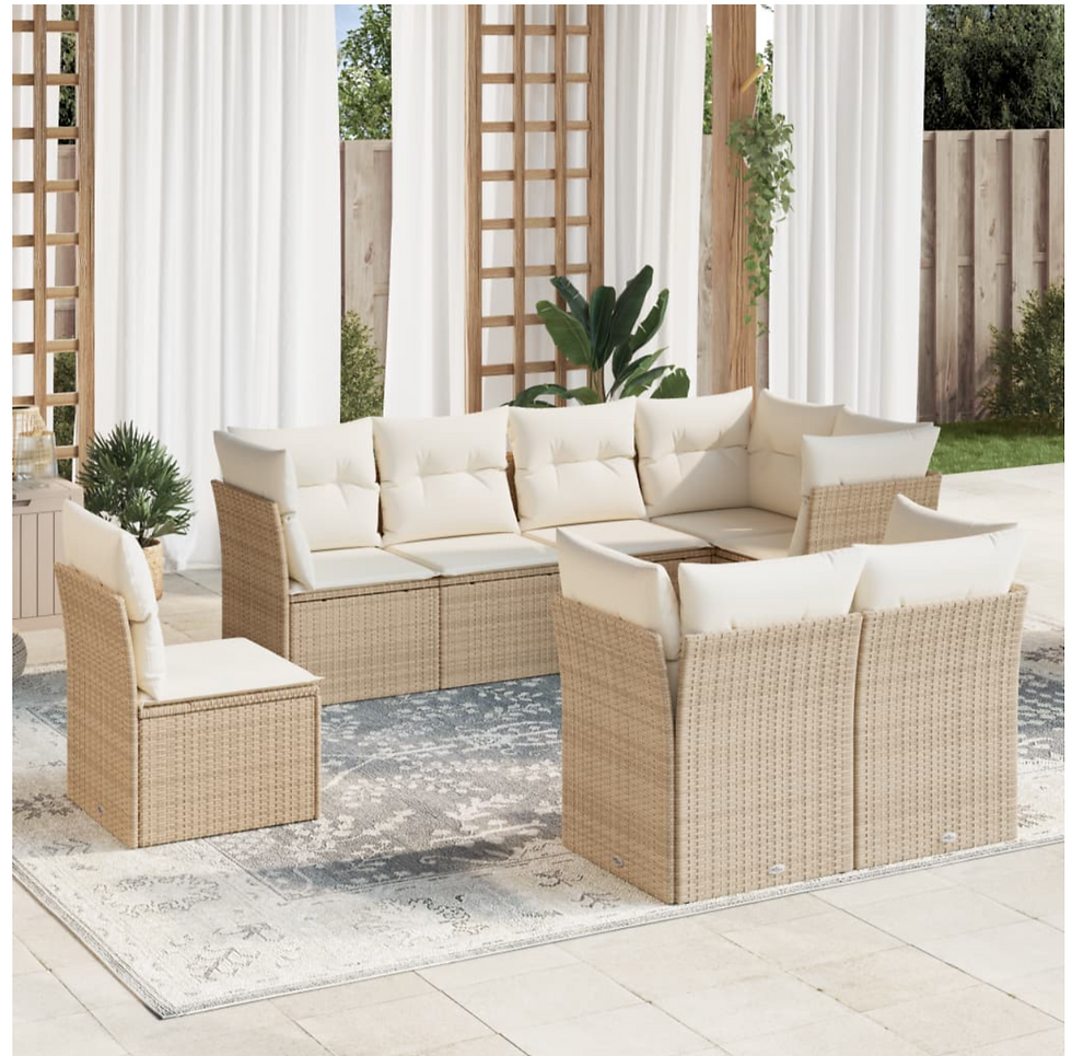 Garten-Sofagarnitur mit Kissen Beige Poly Rattan 8 Tlg.