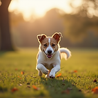 lifestyle photography happy dog playing outdoor facility natural daylight warm tones pets