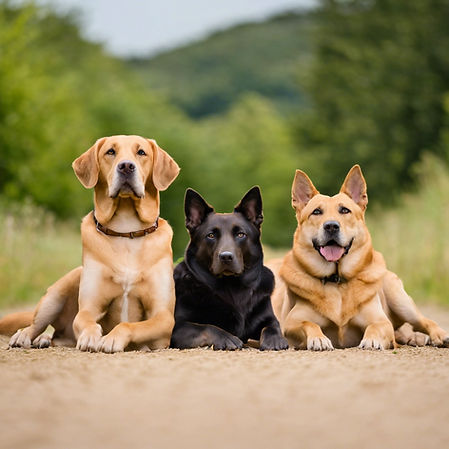 dogs laying down ready and alert