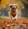 A-golden-retriever-leaping-through-a-pile-of-autumn-leaves-in-an-action-shot-with-natural-