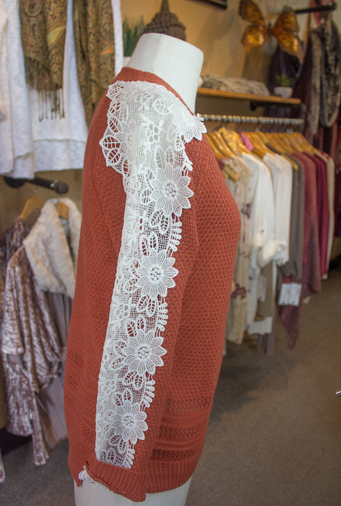 Thumbnail: Rust Floral Sleeve Sweater