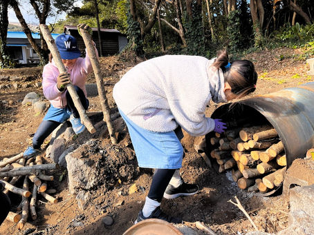 かまじっこドラム缶炭焼きに挑戦！