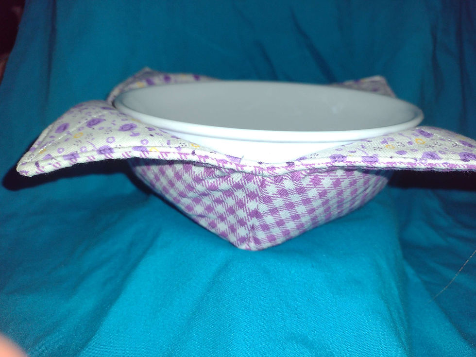 Thumbnail: Insulated, washable, microwavable, reversible bowl cozy 