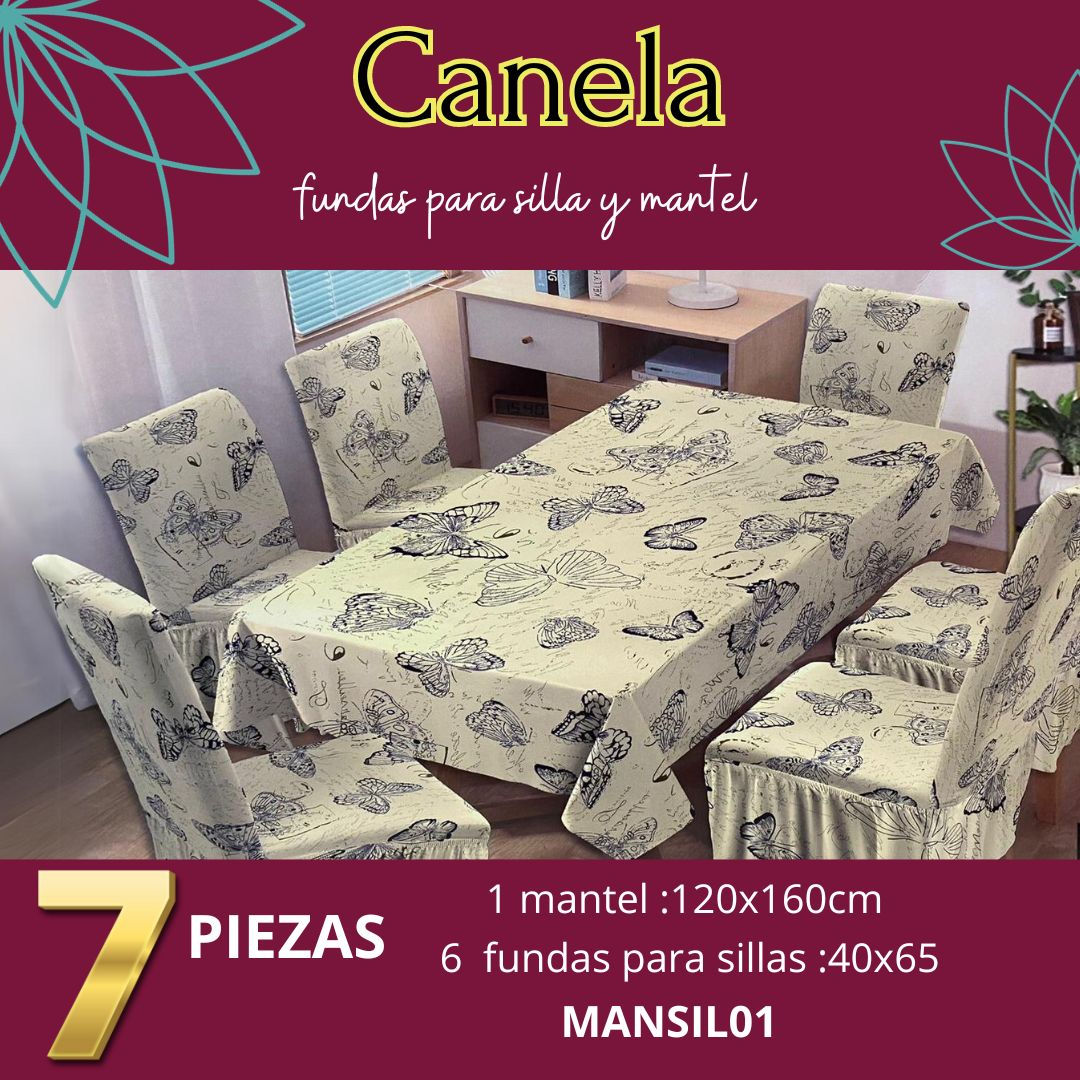 Set de fundas para sillas y mantel