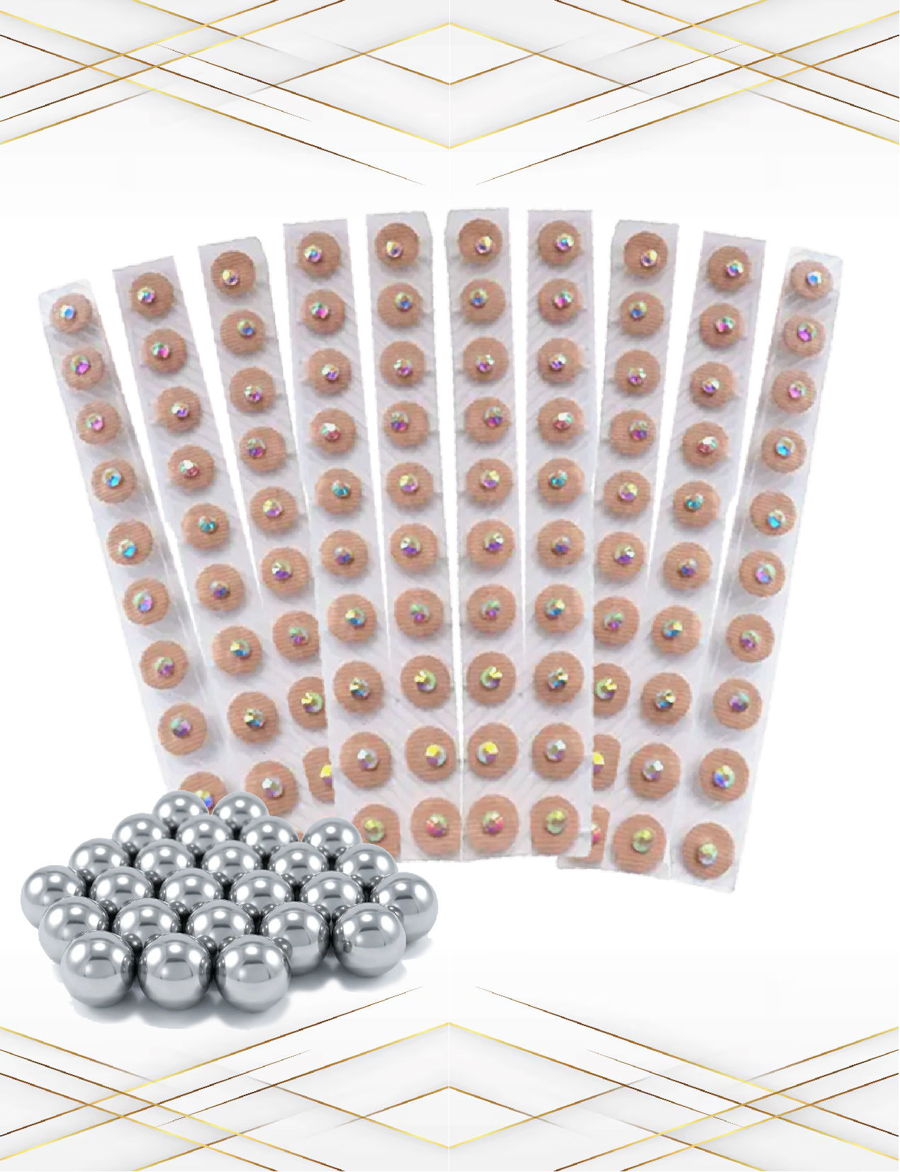 100PZs BALIN DECORADO CON SWAROVSKI TORNASOL ADHESIVO CARNE