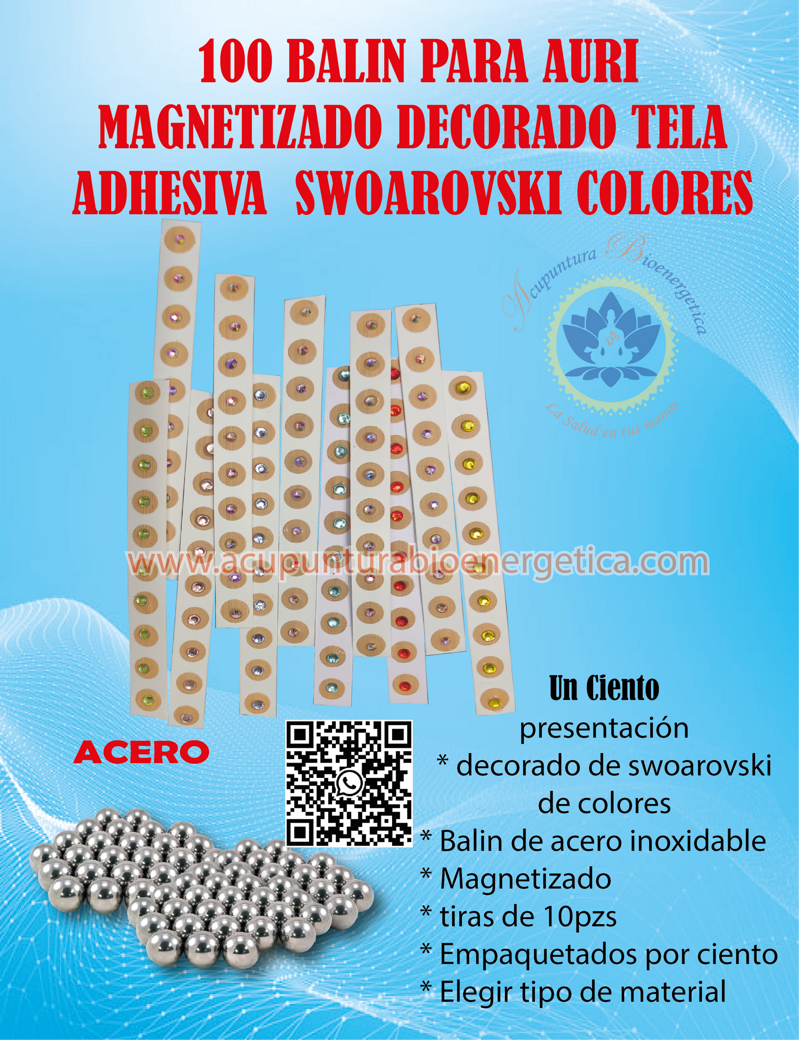 100PZs BALIN DECORADO CON SWOAROVSKI DE COLORES ADHESIVO PIEL