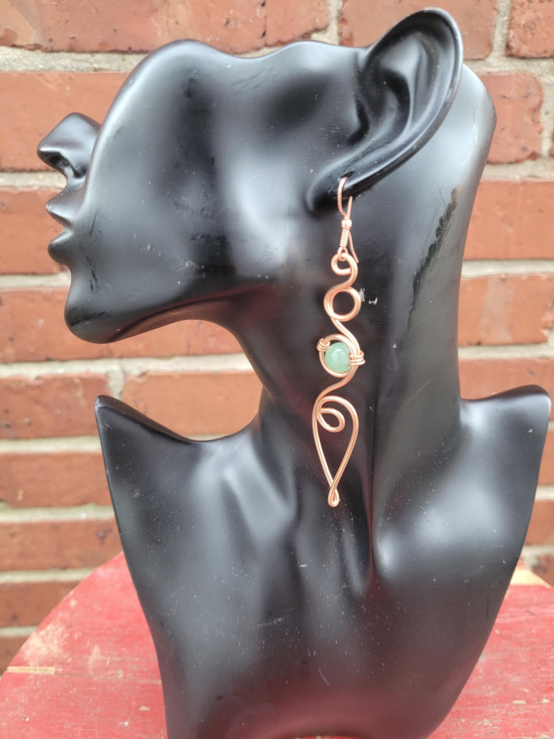 Green Aventurine and Copper Earrings