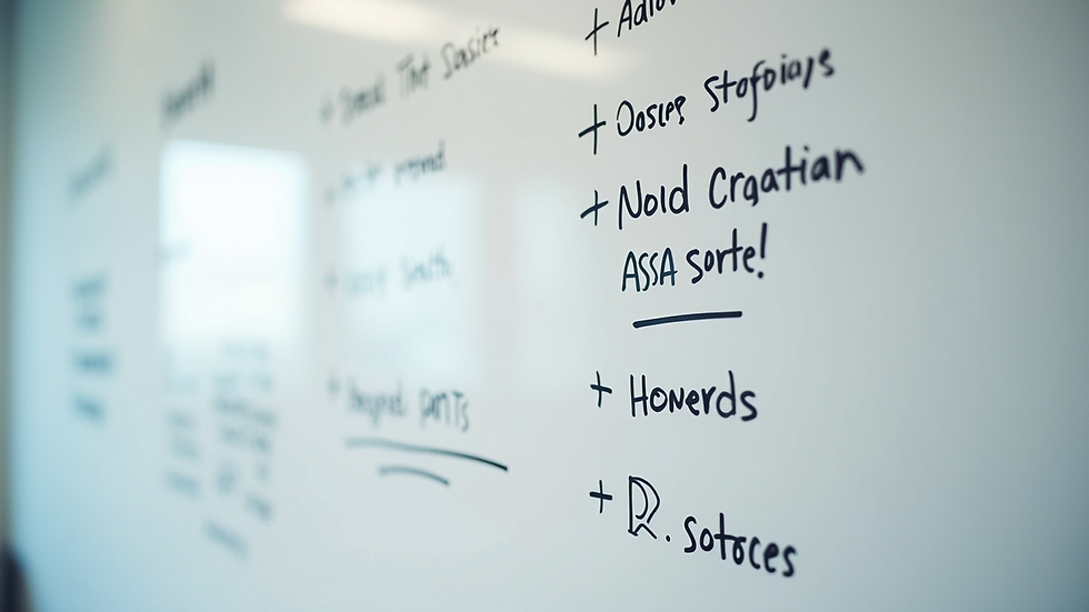 Close-up view of a whiteboard with startup growth strategy notes
