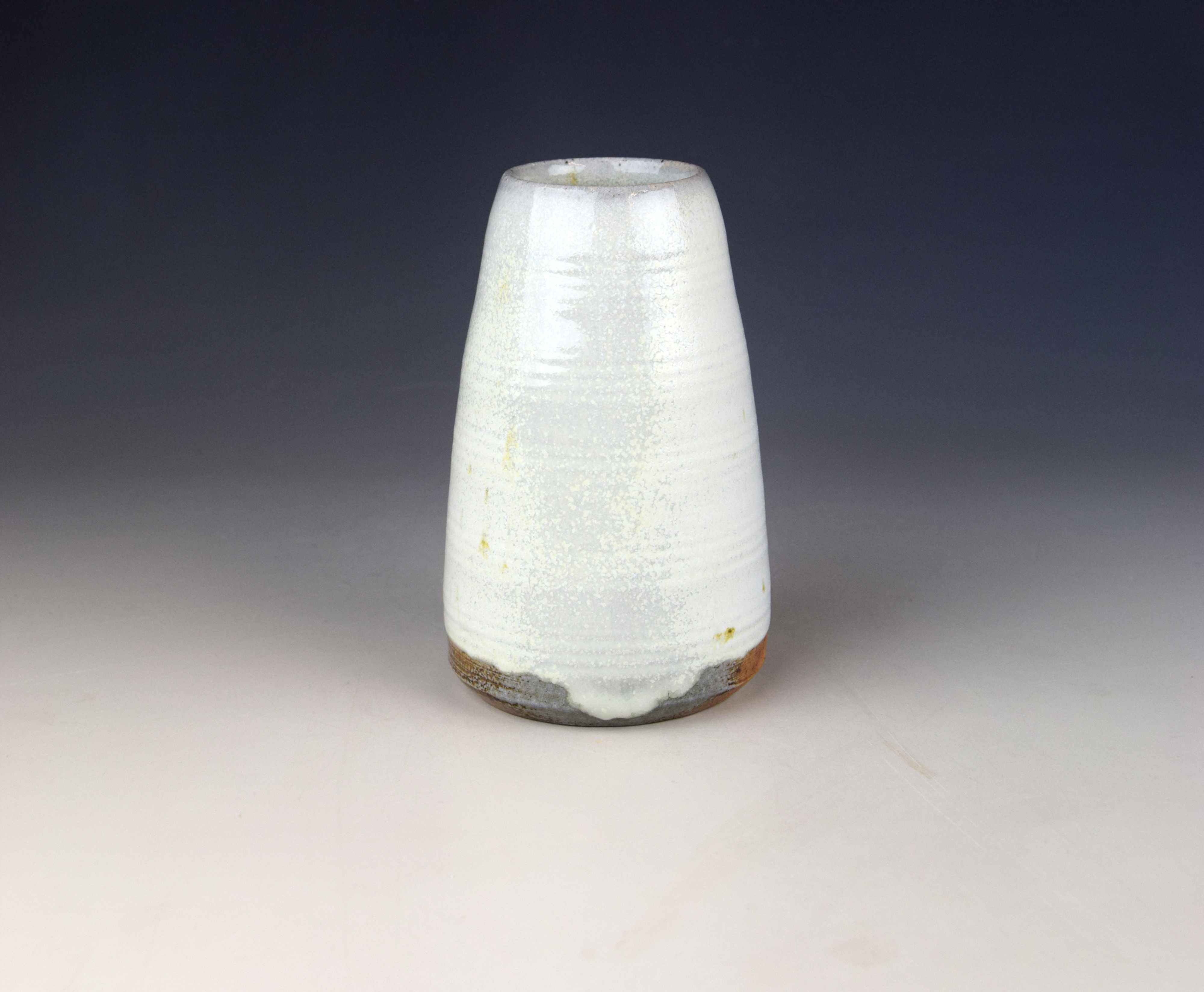 White soda-fired tapered vase