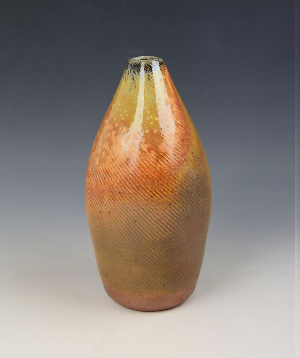 Thumbnail: Soda fired flattened oval vase