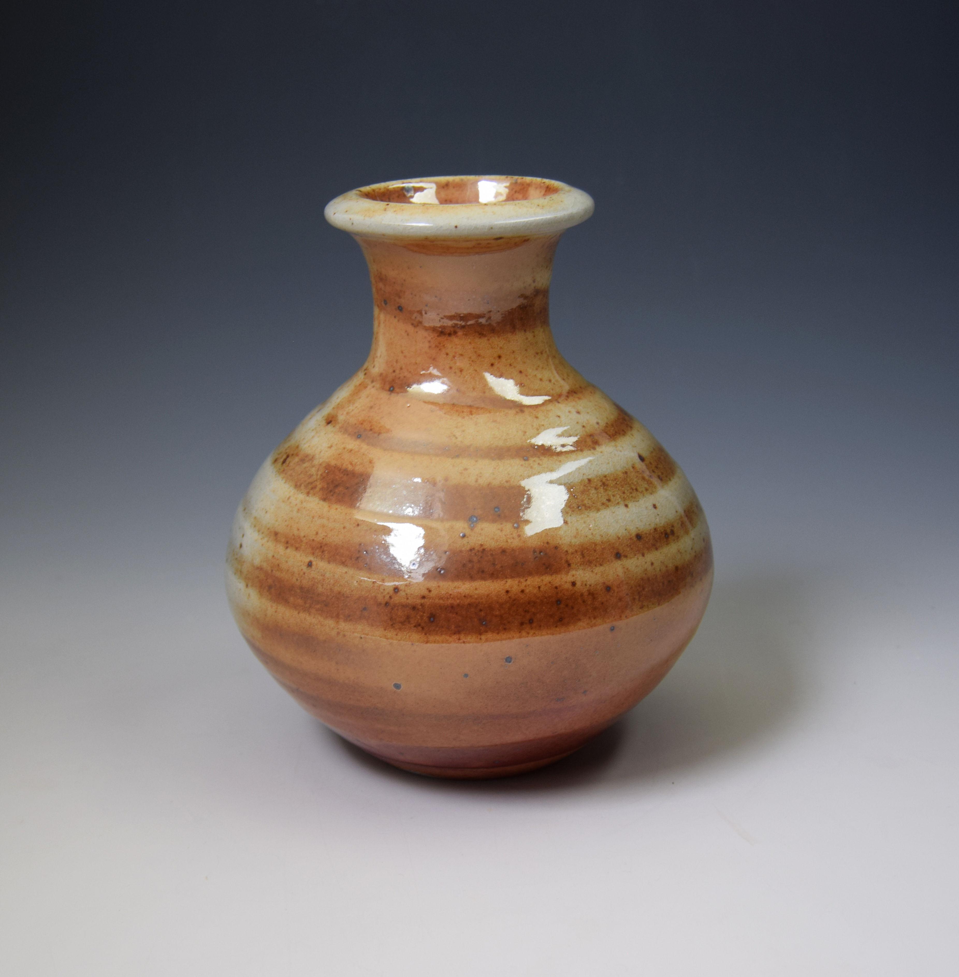 Shino soda-fired round bottle vase