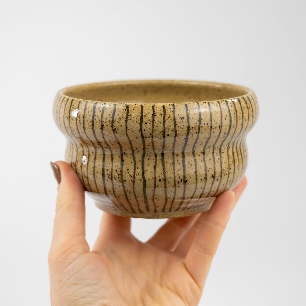 Thumbnail: Green Stripes Wavy Bowl