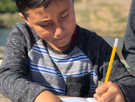 Student writing in journal at Turtle Pon