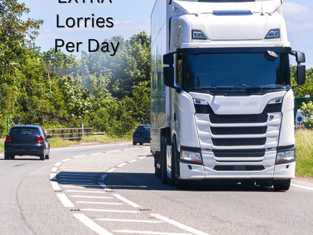 Lorry and car on road