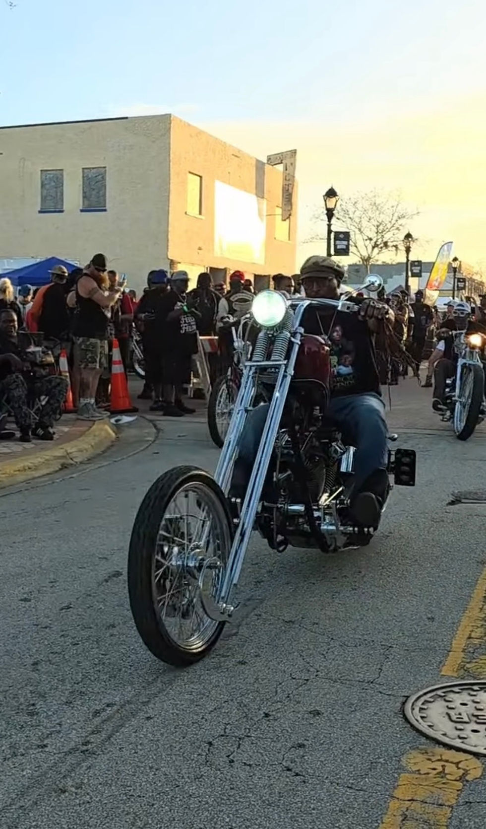 Detroit on his custom chopper