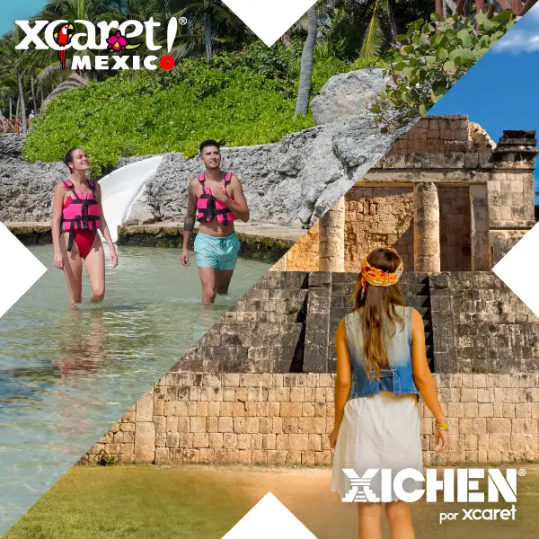 Xcaret Mexico cultural and water park experiences with swimming, beach access, and visiting Mayan ruins at Xichén, showcasing history, nature, and immersive excursions included in Riviera Maya vacations.