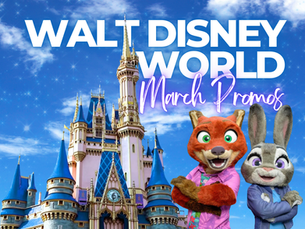 Walt Disney World March vacation promotion featuring Cinderella Castle at Magic Kingdom and Zootopia characters Nick Wilde and Judy Hopps, highlighting seasonal Disney travel deals planned by Disney destination specialist Brandi Parker of Magical Moments Vacations.