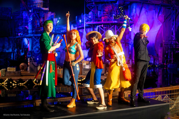 Live stage show performance at Universal Fan Fest Nights Hollywood featuring themed entertainment and character actors.