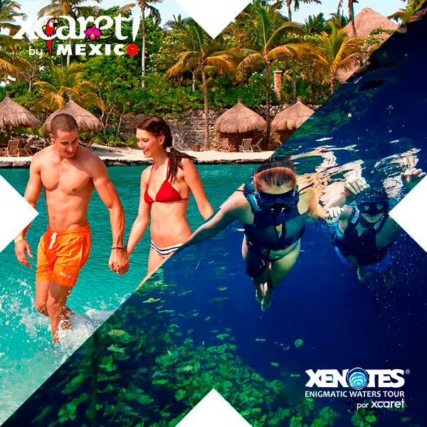 Xcaret Mexico Xenotes tour featuring cenote swimming and snorkeling in crystal-clear water, highlighting unique natural adventures, eco-tourism, and all-inclusive excursion experiences in Riviera Maya.