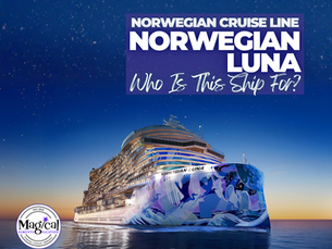 Norwegian Luna cruise ship sailing at sunset with colorful hull artwork, highlighting Norwegian Cruise Line’s newest ship and modern ocean cruising experience. Perfectly planned by Brandi Parker | Norwegian Cruise Specialist