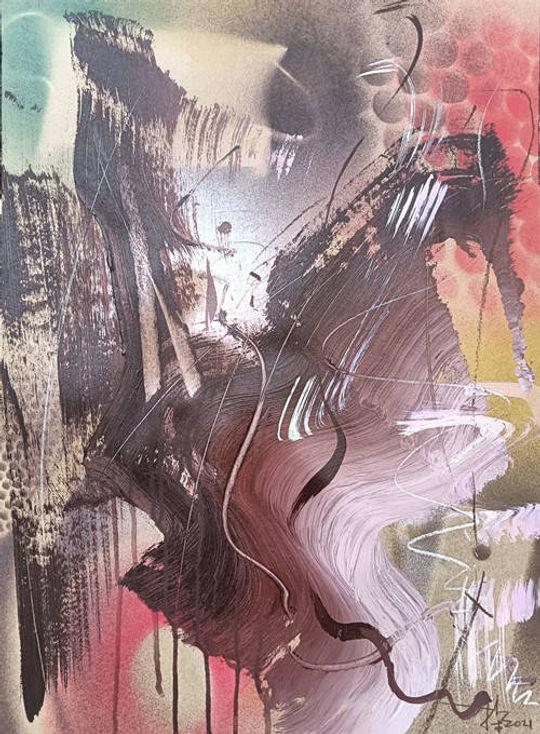 《飘零1》 纸上丙烯、综合材料 54x39cm 2021.jpg