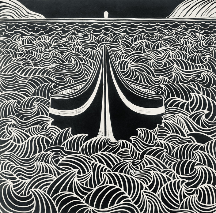Crossing the Bar II | Linocut Series | Artwork by Nina Fletcher