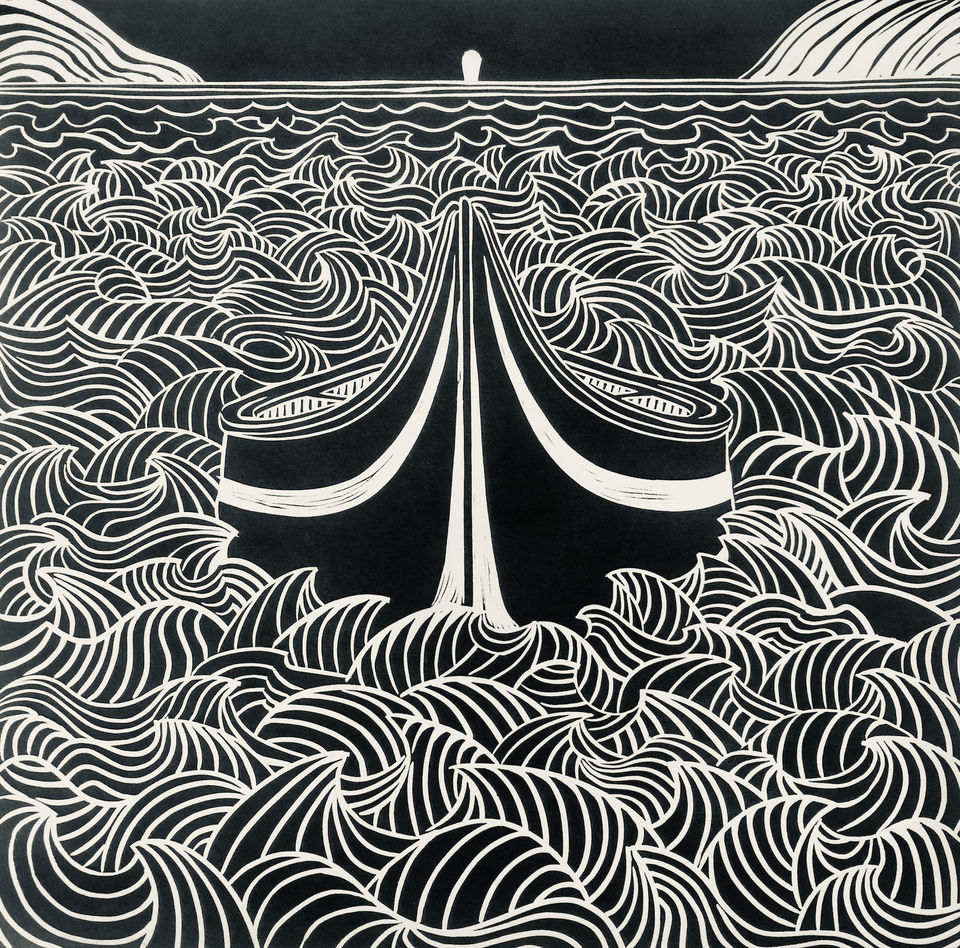 Crossing the Bar II | Linocut Series | Artwork by Nina Fletcher