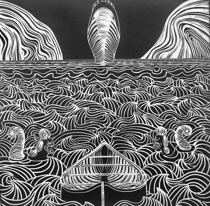 Crossing the Bar III | Linocut Series | Artwork by Nina Fletcher