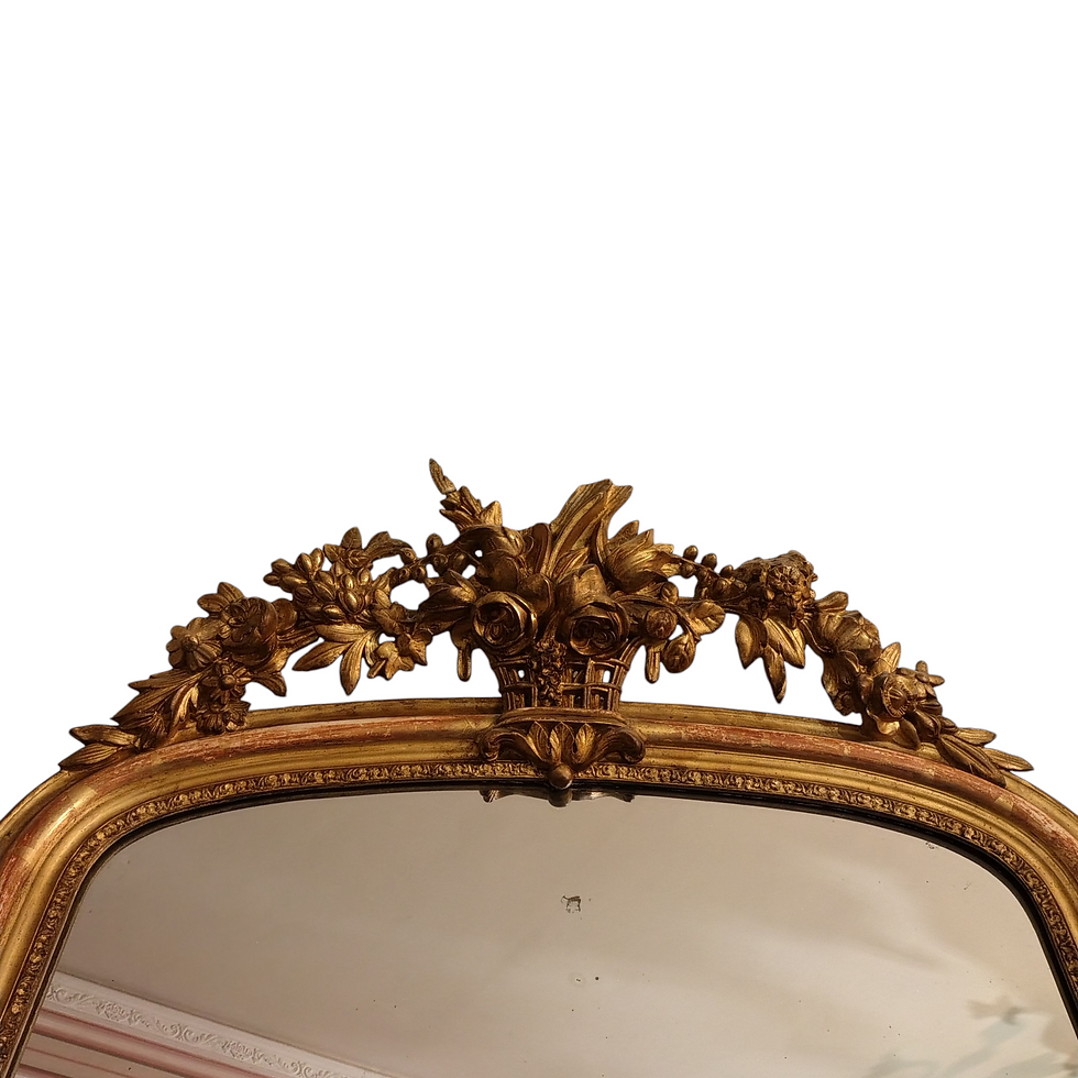 Thumbnail: Antique Gilt Mirror with Floral Crest