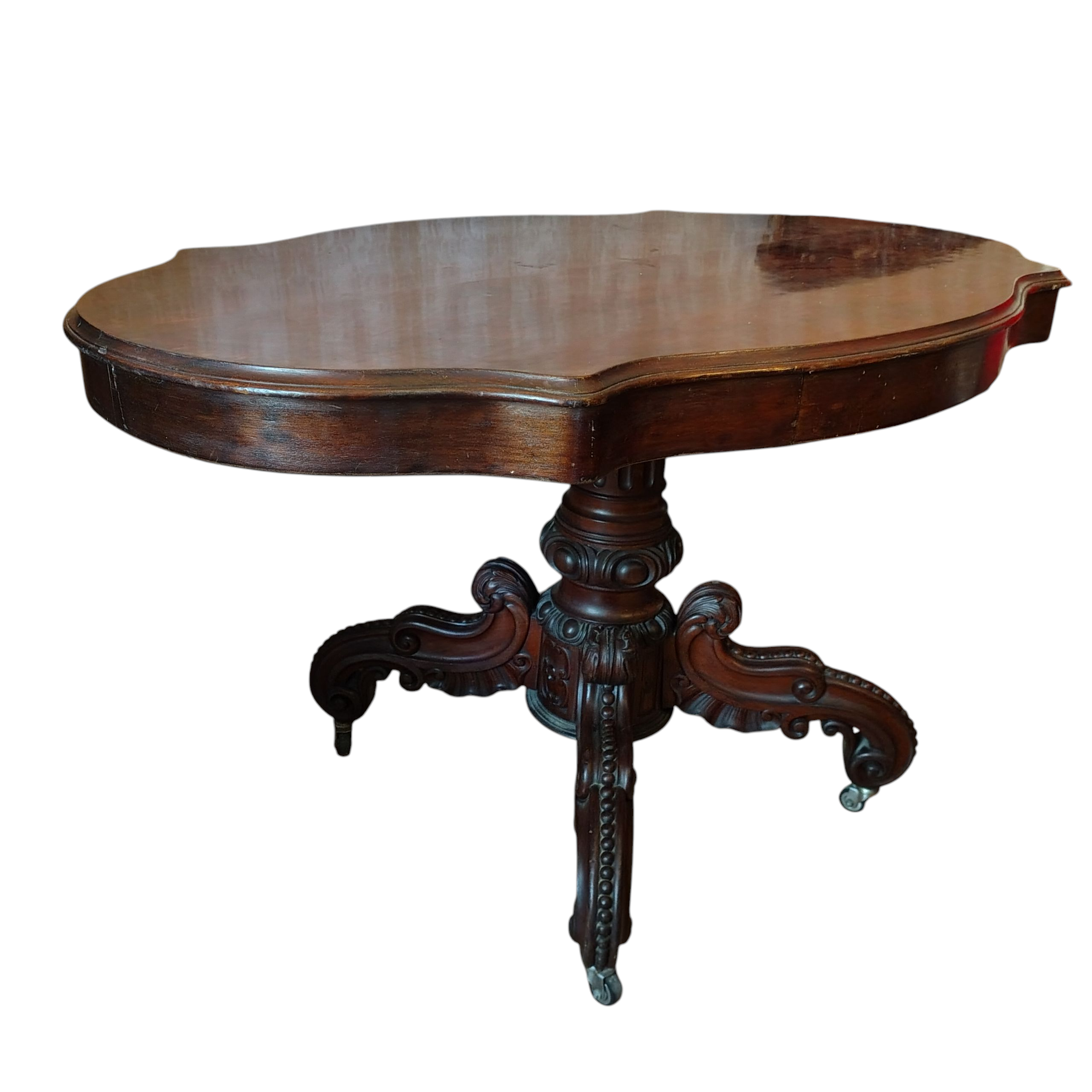 Victorian Carved Centre Table (Wobbly Top)