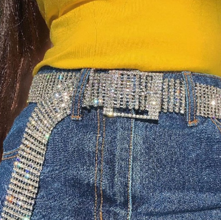 Miniatura: Women 10 Rows Full Rhinestone Shiny Waistband Casual Party Dress Belt Chain