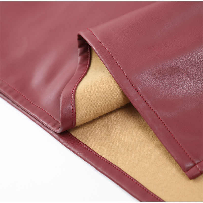 תמונה ממוזערת: Woman Strapless Burgundy Slim Leather Long Dress 