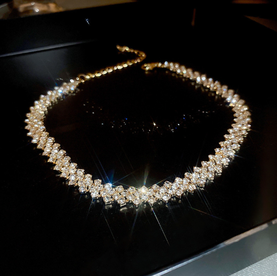 Миниатюра: Colorful Blue Green Rhinestone Choker Necklace