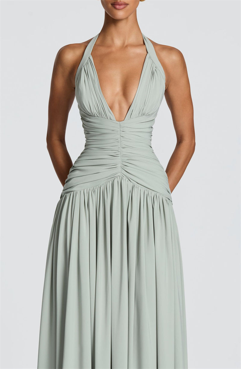 Миниатюра: Halter Deep V Neck Maxi Dress 