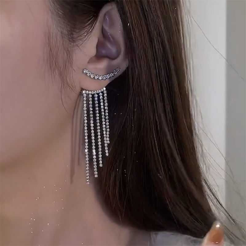 Miniatura: Rhinestone Long Tassel Earrings