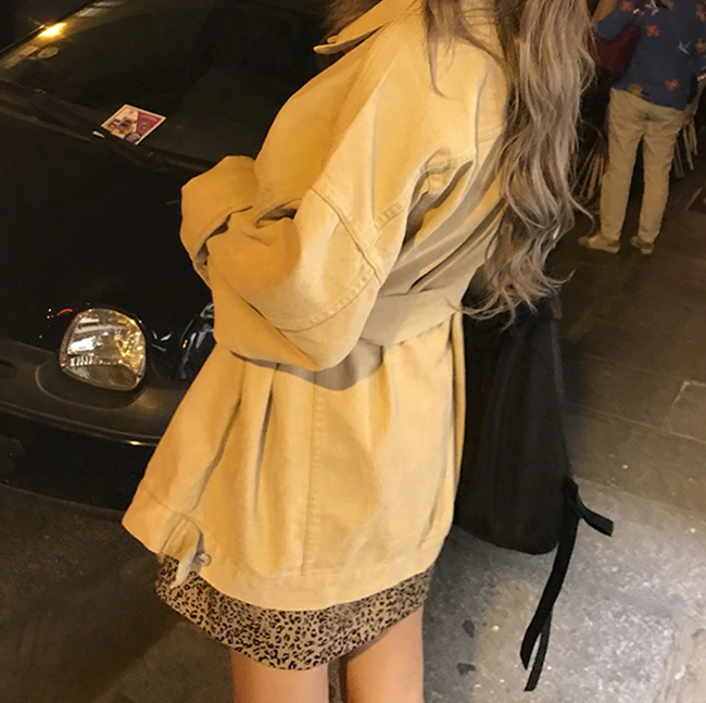 Miniatyrbild: Autumn Winter Women's Denim Jackets Sashes Lace Up Outerwear